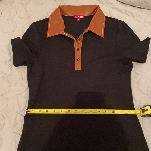 STAUD Jay Polo Dress with faux leather collar Size XS - Picture 11 of 15